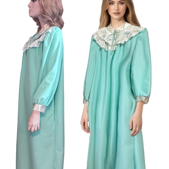 Vintage Apostrophe Fleece Dressing Gown Robe House Dress Coat ½ Front Zip Plush - Picture 1 of 16